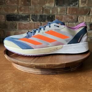 Adizero Adios 7 Dash Grey Solar Orange Race Running Sneakers Shoes Men's 14